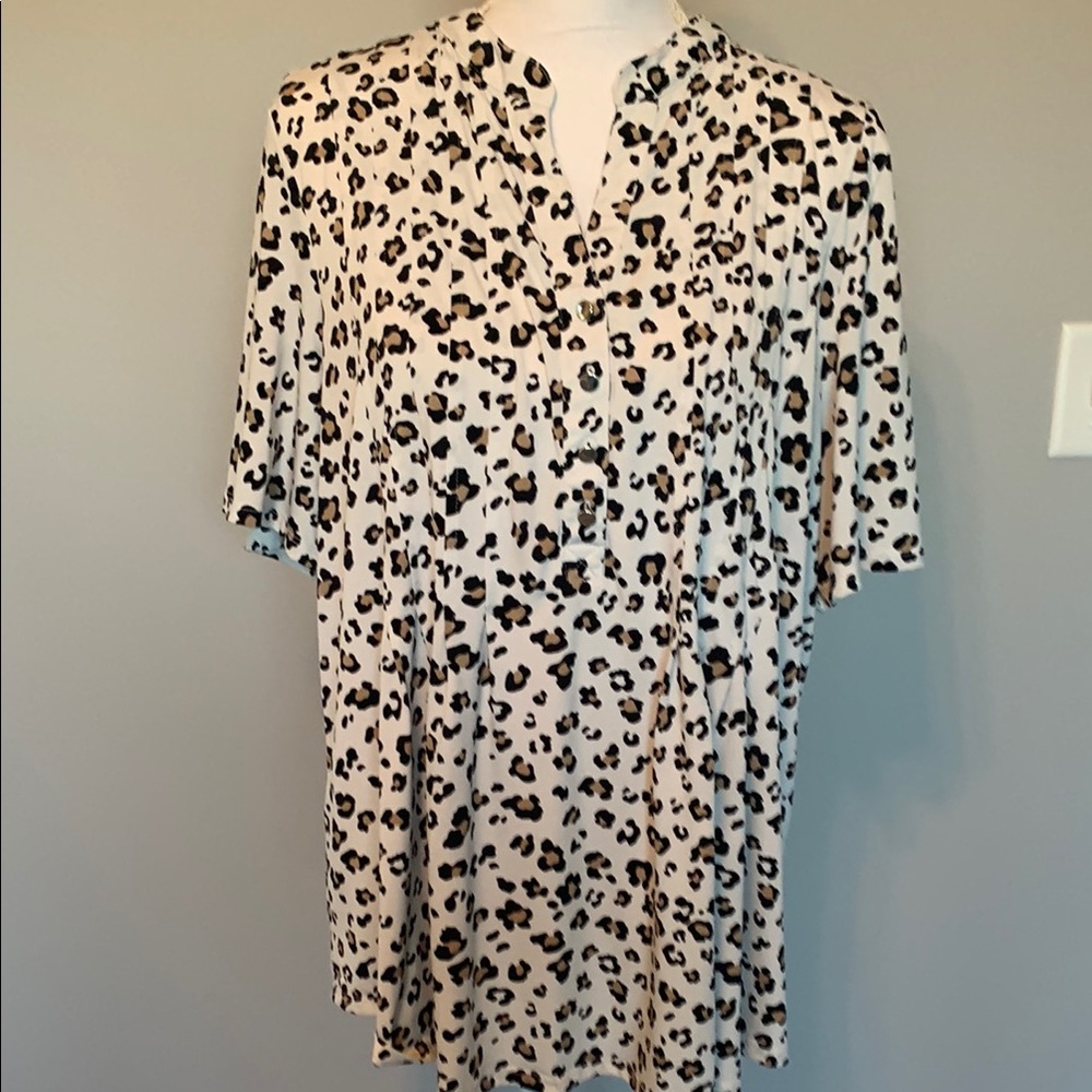Kim Rogers Black and White Short Sleeve Blouse size XXL